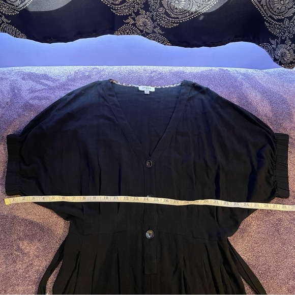 Umgee linen jumpsuit pants button front tie waist black womens medium - Picture 6 of 7